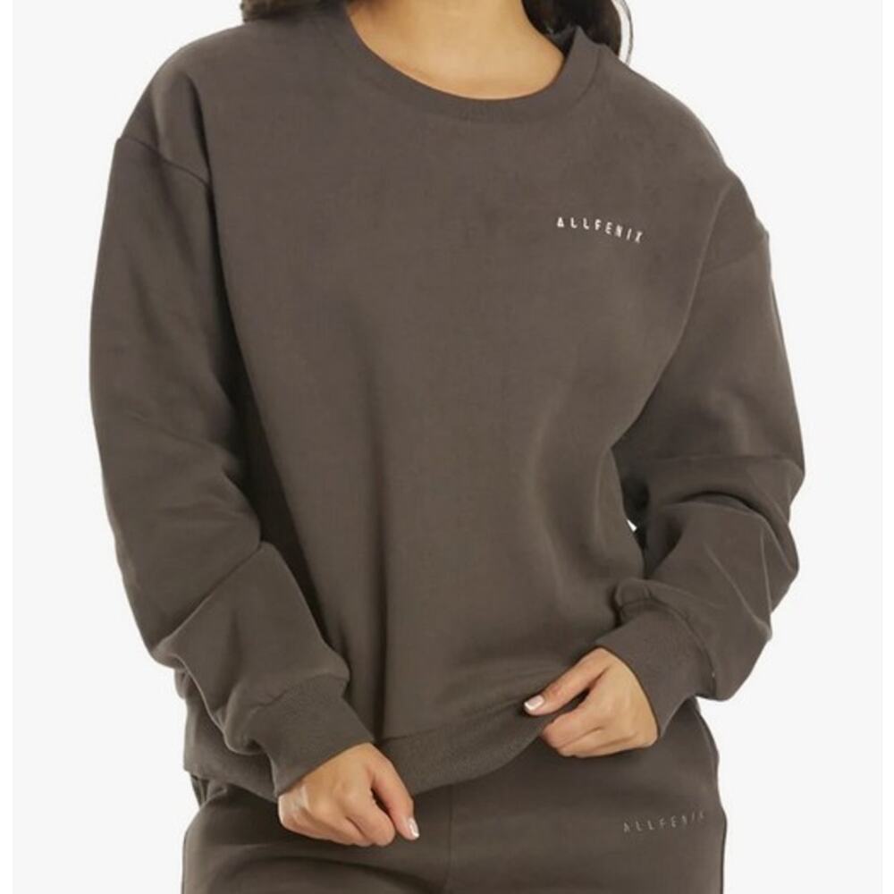 ALL FENIX Elle Pullover Heavyweight Crew Neck Sweatshirt in Graphite Size Medium